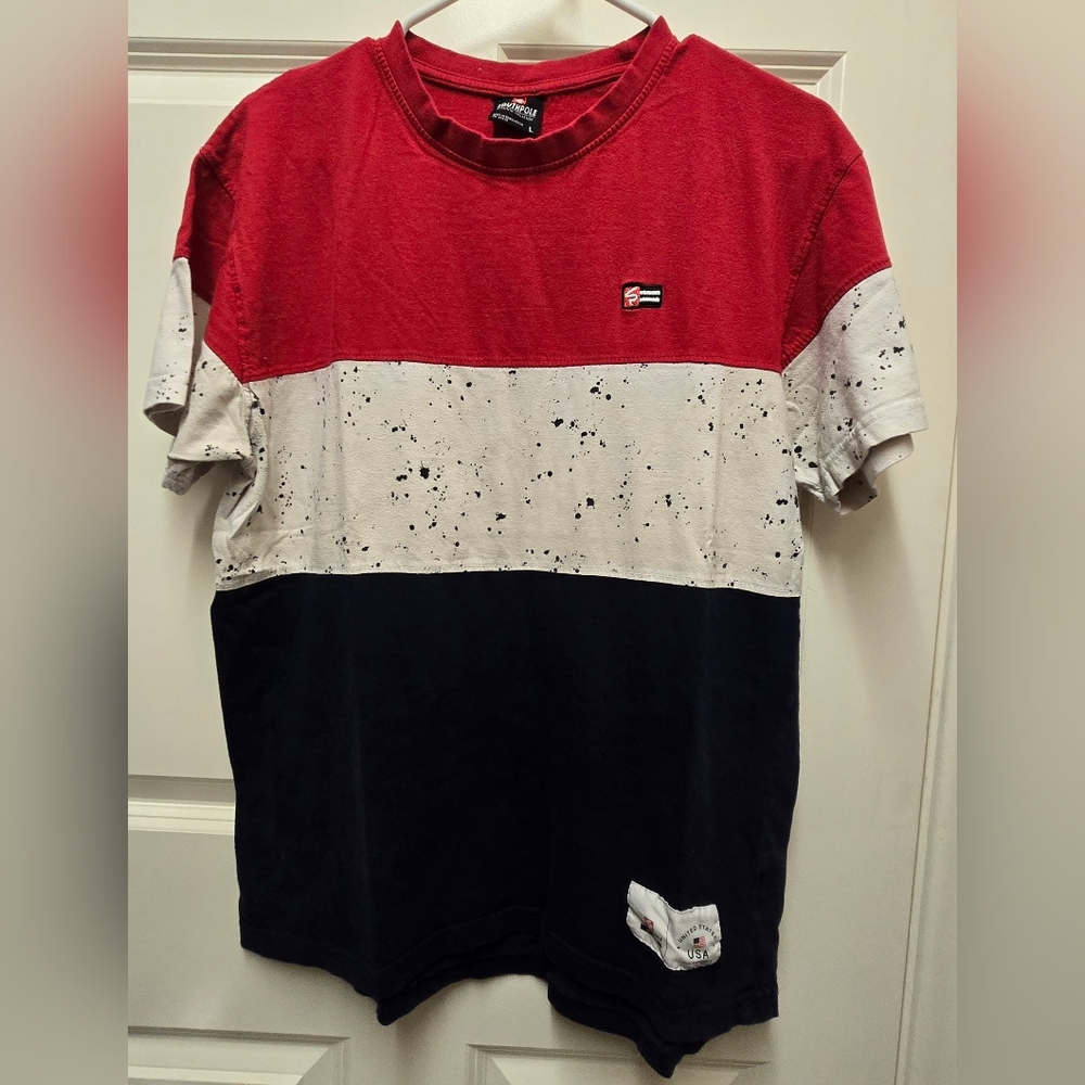 Vintage Southpole Tri Color Shirt Men Large Fair Condition